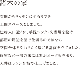 外壁に白のガリバニウム鋼板仕上げを
施した住まいです。
南に面してピクチャウインドウを
設けることで、採光・通風も確保しました。
また、ピクチャウインドウを全面道路から
わずかに斜めに計画することで、
建物が周囲に主張し過ぎないよう
配慮しています。
